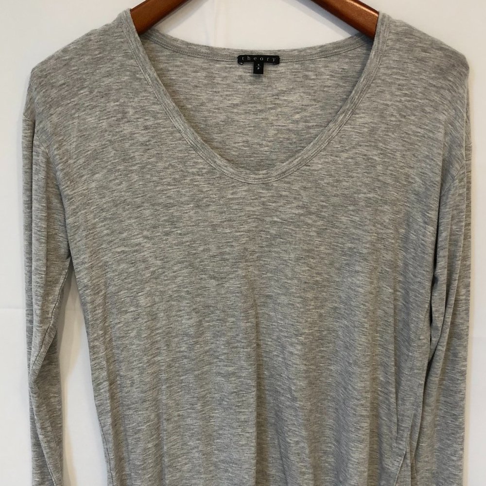 Theory Women's Side Slit Long Sleeve Cotton Tee